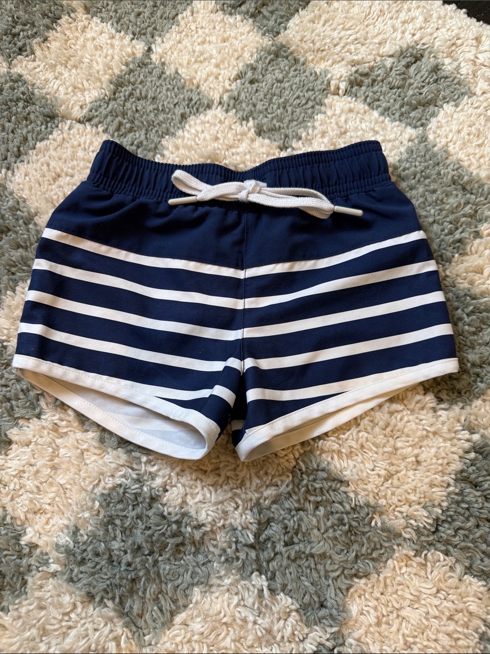 Minnow Swim Navy and White Striped Boys swim shorts